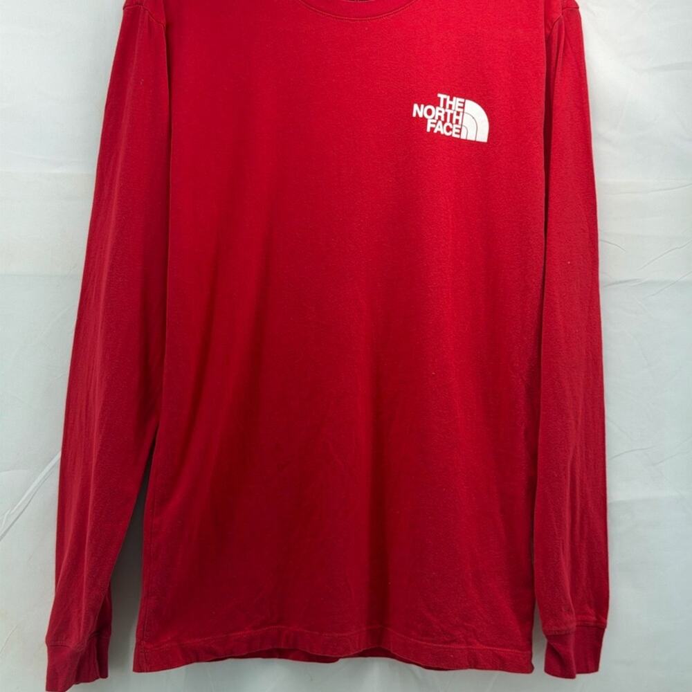 The North Face Men's Bold Red Long Sleeve black logo on back active Tee